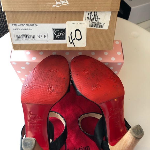 SOLD Christian Louboutin ETRI Wood Sandals Authen - Picture 7 of 16